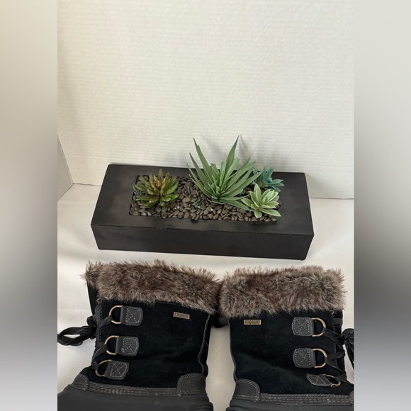 NWOT KHOMBU BLACK WOMENS “SLOPE” SNOW BOOTS SUEDE WITH FAUX FUR COLLAR TRIM SZ 8 - Picture 5 of 11
